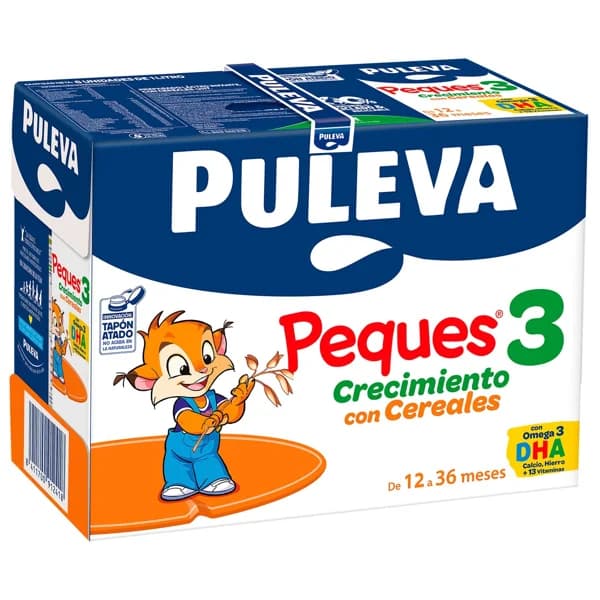 PULEVA Peques 3 Leche (3) de crecimiento con cereales, de 12 a 36 meses 6 x 1 l. - 6 l - Imagen del producto en Findit