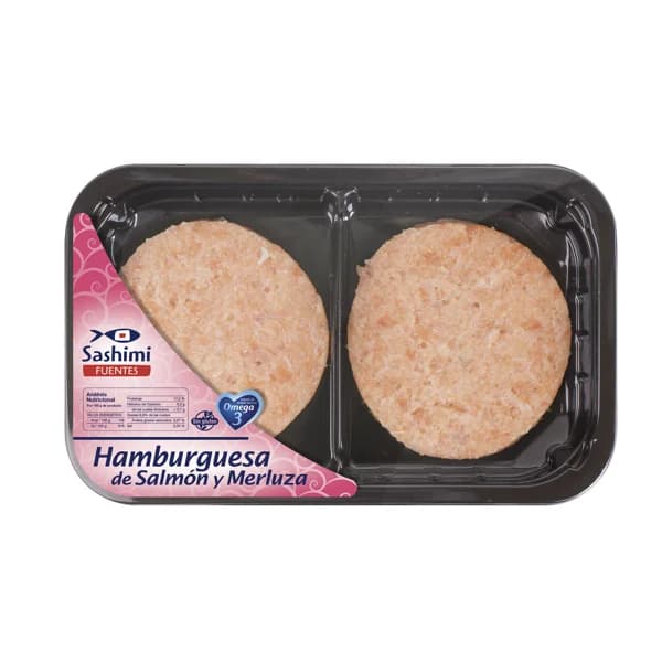 RICARDO FUENTES E HIJOS Hamburguesas de salmón y merluza SASHIMI 160 g. - 0.16 kg - Imagen del producto en Findit