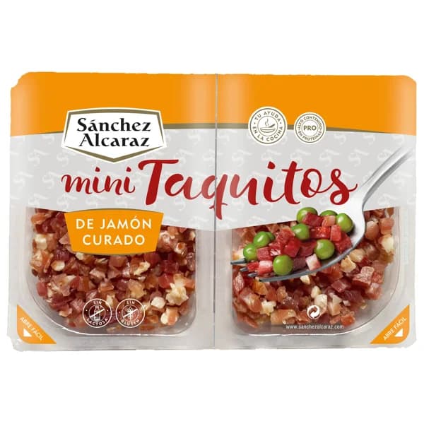 SÁNCHEZ ALCARAZ Jamón curado cortado en mini taquitos SÁNCHEZ ALCARAZ 2 x 40 g. - 0.08 kg - Imagen del producto en Findit