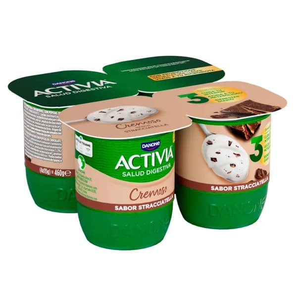 ACTIVIA Bífidus cremoso con 6 horas de fermentación y stracciatella de Danone 4 x 115 g. - 0.46 kg - Imagen del producto en Findit