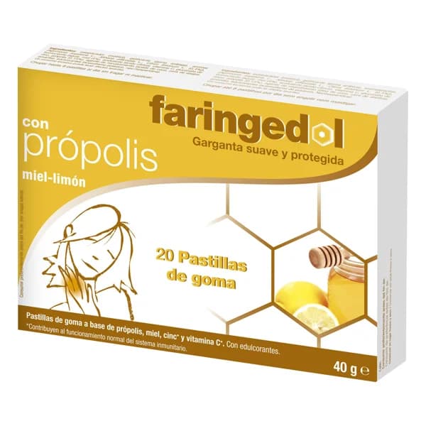 FARINGEDOL Pastillas de goma a base de própolis, miel, zinc y vitamina C FARINGEDOL 20 uds. - 1 ud - Imagen del producto en Findit