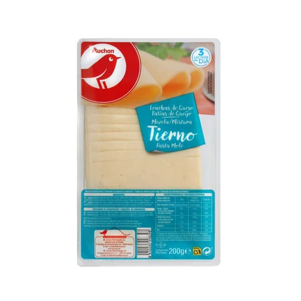 AUCHAN Queso tierno mezcla en lonchas 200 g. Producto Alcampo - 0.2 kg - Imagen del producto en Findit