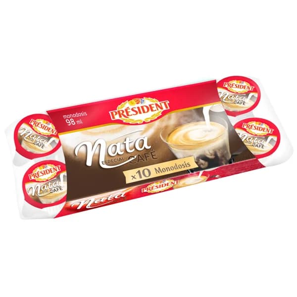 PRÉSIDENT Nata líquida en prácticas monodosis, especial para te y café PRESIDENT 10 x 9.8 ml. - 0.1 kg - Imagen del producto en Findit