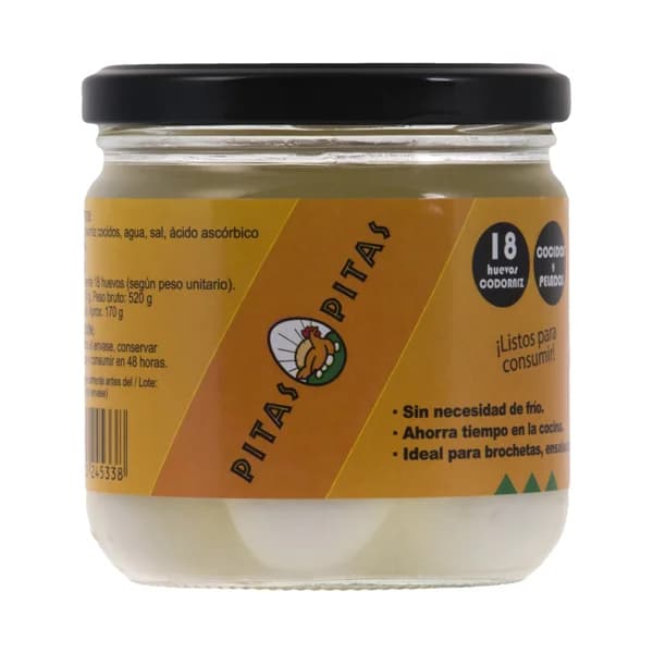 PITAS Huevos de codorniz cocidos y pelados 18 uds. - 1 ud - Imagen del producto en Findit