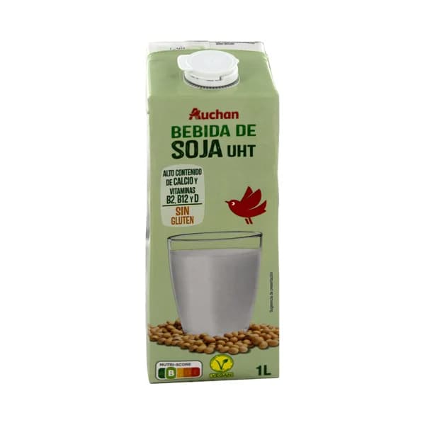 AUCHAN Bebida de soja sin gluten y enriquecida con calcio y vitaminas A y D 1 l. Producto Alcampo - 1 l - Imagen del producto en Findit