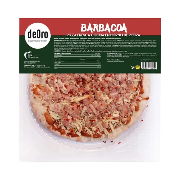 DEORO Mini pizza de bacon, carne de ternera, cebolla, queso y salsa barbacoa DEORO 205 g. - 0.16 kg - Imagen del producto en Findit