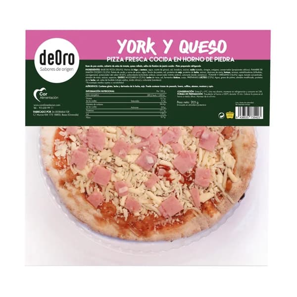 DEORO Mini pizza de salsa de tomate, queso y jamón cocido DEORO 205 g. - 0.16 kg - Imagen del producto en Findit