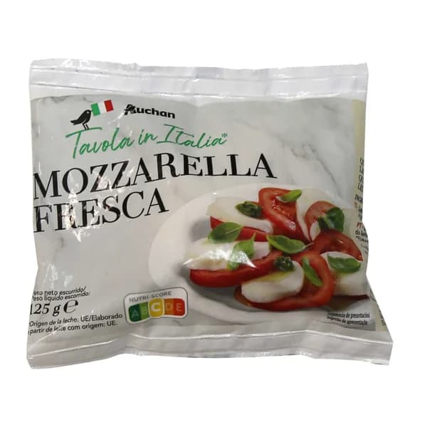 AUCHAN Mozzarella fresca 125 g. Producto Alcampo - 0.13 kg - Imagen del producto en Findit