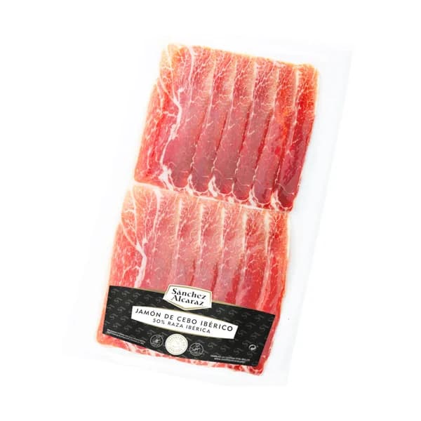 SÁNCHEZ ALCARAZ Jamón de cebo ibérico (50% raza ibérico) cortado en lonchas 150 g. - 0.15 kg - Imagen del producto en Findit