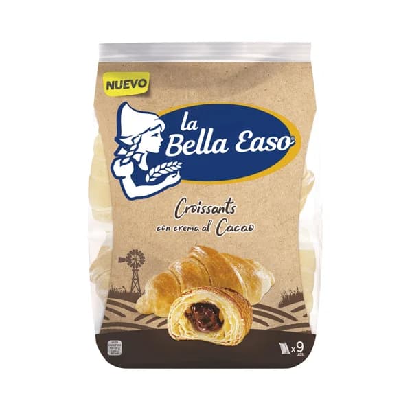 LA BELLA EASO Croissant relleno de crema al cacao 9 uds. 378 g. - 0.38 kg - Imagen del producto en Findit
