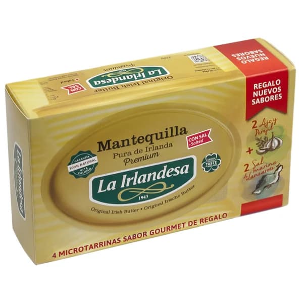LA IRLANDESA Pastilla de mantequilla pura de Irlanda con sal, 100% natural LA IRLANDESA Premium 220 g. - 0.22 kg - Imagen del producto en Findit