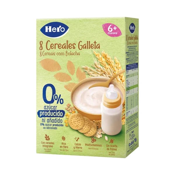 HERO Papilla de 8 cereales y galleta Maria para bebés a partir de 6 meses 340 g. - 0.34 kg - Imagen del producto en Findit