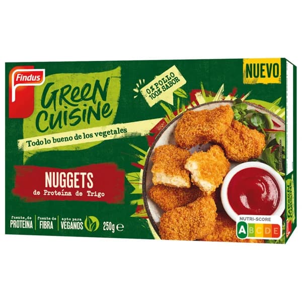 FINDUS Nuggets sin pollo, a base de proteína de trigo Green cuisine 250 g. - 0.25 kg - Imagen del producto en Findit