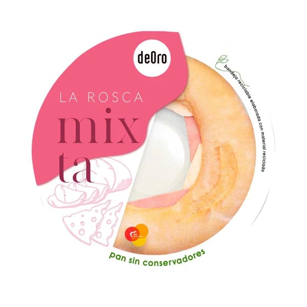 DEORO Rosquita mixta rellena de jamón cocido, queso fundido y salsa de tomate 205 g. - 0.21 kg - Imagen del producto en Findit