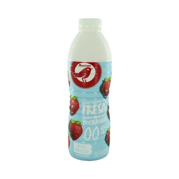 AUCHAN Yogur líquido desnatado (00%) para beber, con sabor a fresa 1 l. Producto Alcampo - 1 kg - Imagen del producto en Findit