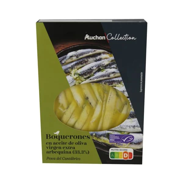 ALCAMPO GOURMET Boquerones en aceite de oliva virgen extra Arbequina MSC (Pesca sostenible certificada) 120 g. - 0.08 kg - Imagen del producto en Findit