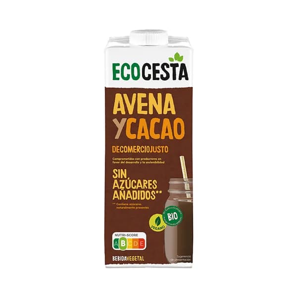 ECOCESTA Bebida vegetal de avena y cacao ecológico y de comercio justo, sin azúcares añadidos 1 l. - 1 l - Imagen del producto en Findit