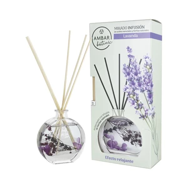 AMBAR Botanic Ambientador perfumador de varillas (Mikado), con efecto relajante y aroma a lavanda 75 ml. - 0.08 l - Imagen del producto en Findit