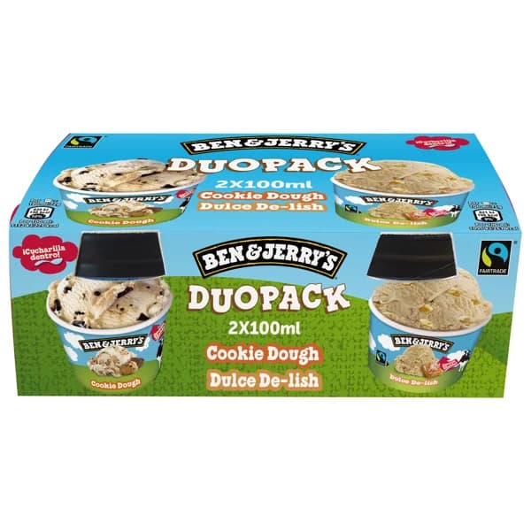 BEN & JERRY'S Duo pack Mini tarrinas de helado de masa de galletas y dulce de leche 2 x 100 g. - 0.14 kg - Imagen del producto en Findit