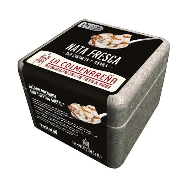 LA COLMENAREÑA Tarrina de helado de nata fresca con caramelo y piñones 500 ml. - 0.5 l - Imagen del producto en Findit