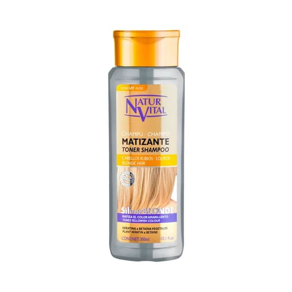 NATUR VITAL Champú matizante con keratina y betína vegetal, para cabellos rubios NATUR VITAL Silver blonde 300 ml. - 0.3 l - Imagen del producto en Findit