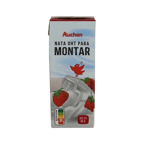 AUCHAN Nata líquida (35% materia grasa) para montar 200 ml. Producto Alcampo - 0.2 l - Imagen del producto en Findit