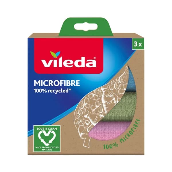 VILEDA Bayetas de microfibras 100% recicladas de 30 x 30 cm 3 uds. - 1 ud - Imagen del producto en Findit