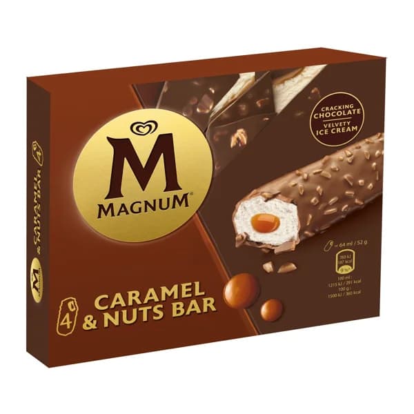 MAGNUM barrita de helado caramel & nuts X4 208G - 0.21 kg - Imagen del producto en Findit