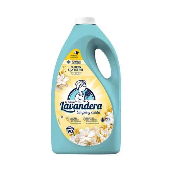 LA ANTIGUA LAVANDERA Detergente para lavadora con aroma a flores silvestres 90 lavados. - 1 ud - Imagen del producto en Findit