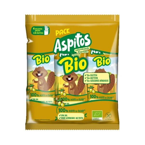 ASPITOS Bio Aperitivo horneado, ecológico, de maíz con 100% aceite de oliva y sin sal 6 x 3 uds. - 1 ud - Imagen del producto en Findit