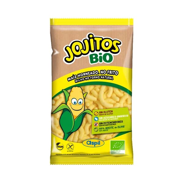 JOJITOS Aperitivo horneado, ecológico, de maíz elaborado con aceite de oliva JOJITOS Bio 90 g. - 0.09 kg - Imagen del producto en Findit