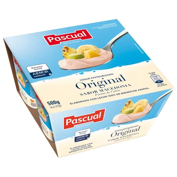 PASCUAL Yogur pasteurizado con sabor a macedonia 4 x 125 g. - 0.5 kg - Imagen del producto en Findit