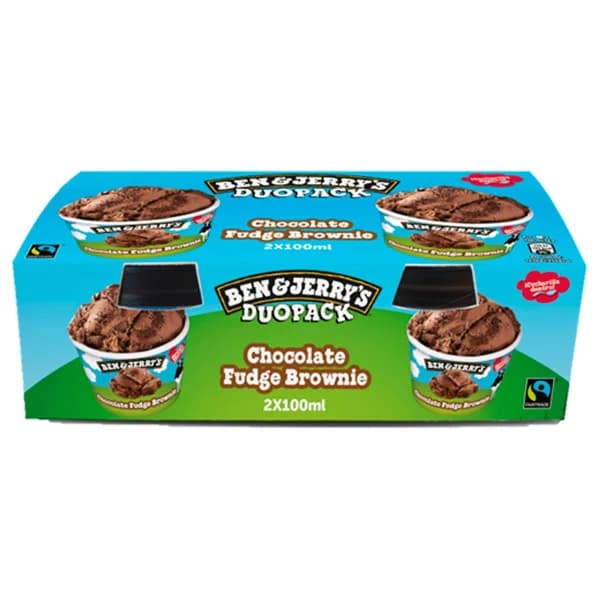 BEN & JERRY´S Duo pack Tarrinas de helado de chocolate con trocitos de brownie 2 x 100 ml. - 0.2 l - Imagen del producto en Findit