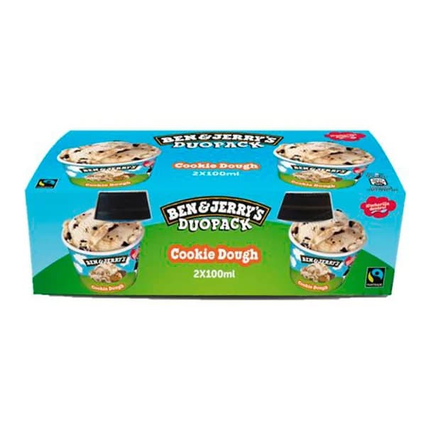 BEN & JERRY´S Duo pack Tarrinas de helado de vainilla con trozos de masa de galleta y chocolate 2 x 100 ml. - 0.2 l - Imagen del producto en Findit
