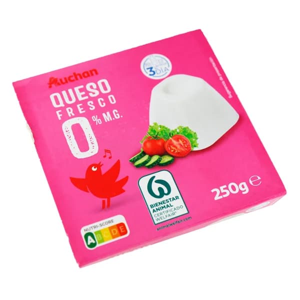 AUCHAN Queso fresco con calcio tarrina de 62,5 g. pack de 4 uds. Producto Alcampo - 0.25 kg - Imagen del producto en Findit