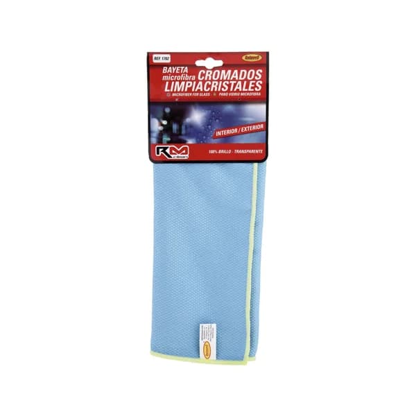 Gamuza de 40 x 35 centímetros, de color azul fabricada en microfibra y especial para la limpieza de cromados y cristales, RM CLEAN. - 1 ud - Imagen del producto en Findit