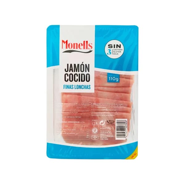 MONELLS Jamón cocido extrajugoso, cortado en finas lonchas MONELLS 110 g. - 0.11 kg - Imagen del producto en Findit