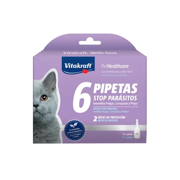 VITAKRAFT Pipetas stop parásitos para gatos VITAKRAFT 6 uds- - 1 ud - Imagen del producto en Findit