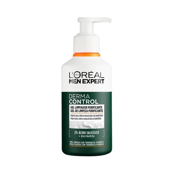 L´ORÉAL PARIS Men expert derma control Gel limpiador purificante para pieles grasas con tendencia acnéica 260 ml. - 0.26 l - Imagen del producto en Findit