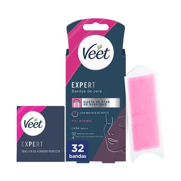 VEET Bandas de cera depilatoria para rostro, pieles normales VEET Expert 32 uds - 1 ud - Imagen del producto en Findit