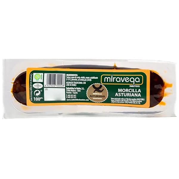 MIRAVEGA Morcilla asturiana ahumada con leña de Roble y elaborada sin gluten MIRAVEGA 100 g. - 0.08 kg - Imagen del producto en Findit
