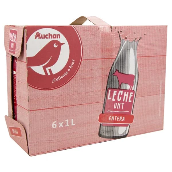 AUCHAN Leche entera de vaca 6 x 1 l. Producto Alcampo - 6 l - Imagen del producto en Findit