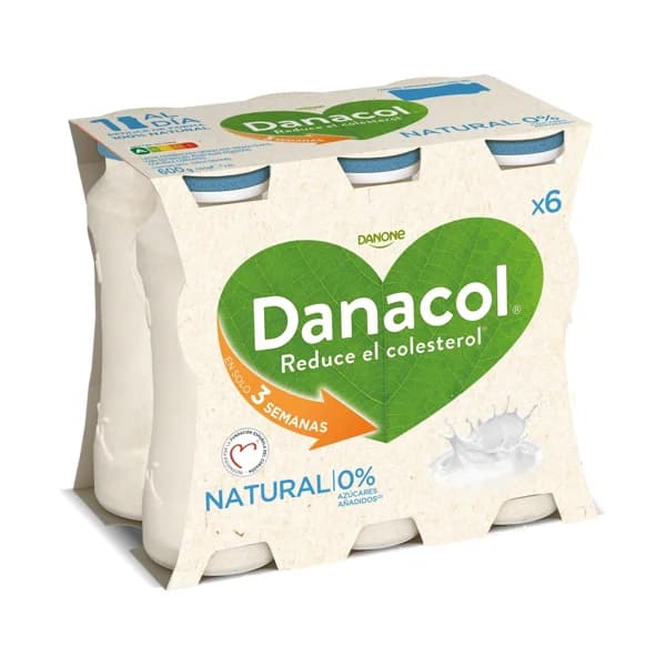DANACOL Leche fermentada desnatada con edulcorantes,esteroles vegetales añadidos y sabor natural de Danone 6 x 100 g. - 0.58 l - Imagen del producto en Findit