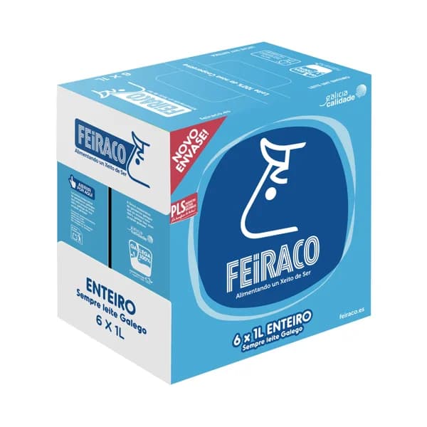 FEIRACO Leche de vaca entera de origen 100% gallega 6 x 1l. - 6 l - Imagen del producto en Findit