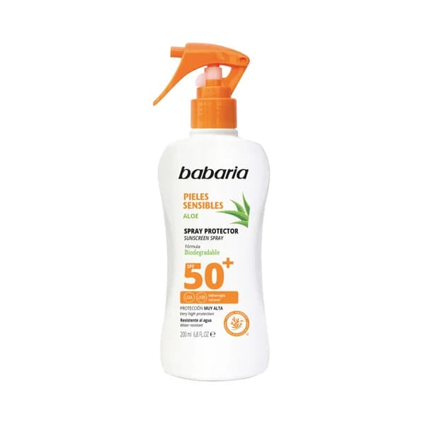 BABARIA Protector solar en spray resistente al agua, especial pieles sensibles y con FPS 50+ (muy alta) BABARIA 200 ml. - 0.2 l - Imagen del producto en Findit
