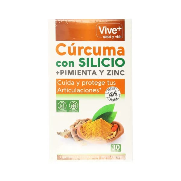 VIVE+ SALUD Y VIDA Cúrcuma con silicio VIVE + SALUD Y BELLEZA 30 cps. - 1 ud - Imagen del producto en Findit