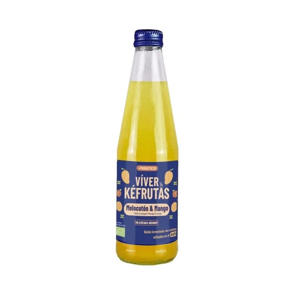 VIVER Kéfrutas Bebida ecológica fermentada con probióticos y sabor a melocotón y mango 330 ml. - 0.33 l - Imagen del producto en Findit