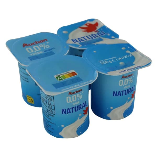 AUCHAN Yogur desnatado (0.0% materia grasa) sabor natural 4 x 125 g Producto Alcampo - 0.5 kg - Imagen del producto en Findit