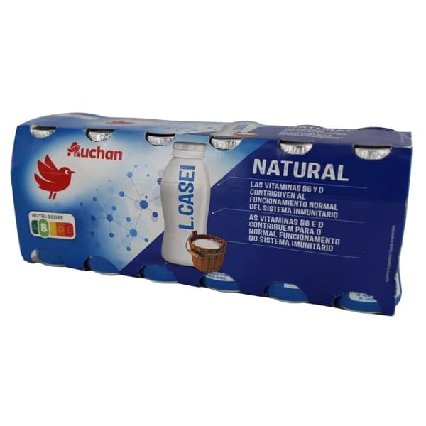 AUCHAN Leche fermentada con Lcasei y sabor natural 12 x 100 g. Producto Alcampo - 1.2 kg - Imagen del producto en Findit