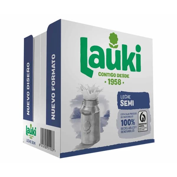 LAUKI Leche semidesnatada de vaca, de origen 100% español 6 x 1l. - 6 l - Imagen del producto en Findit